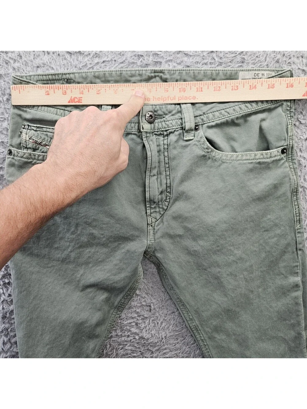 DIESEL Jeans Men THAVAR 30 (fits 32x32) Slim Skinny Green